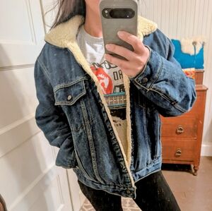 Vintage y2k Santee Street 90s Sherpa Denim Jean Jacket Workwear Trucker